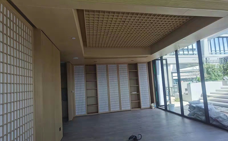 杭州市濱江區中贏星際@木紋鋁單板和木紋鋁格柵組合